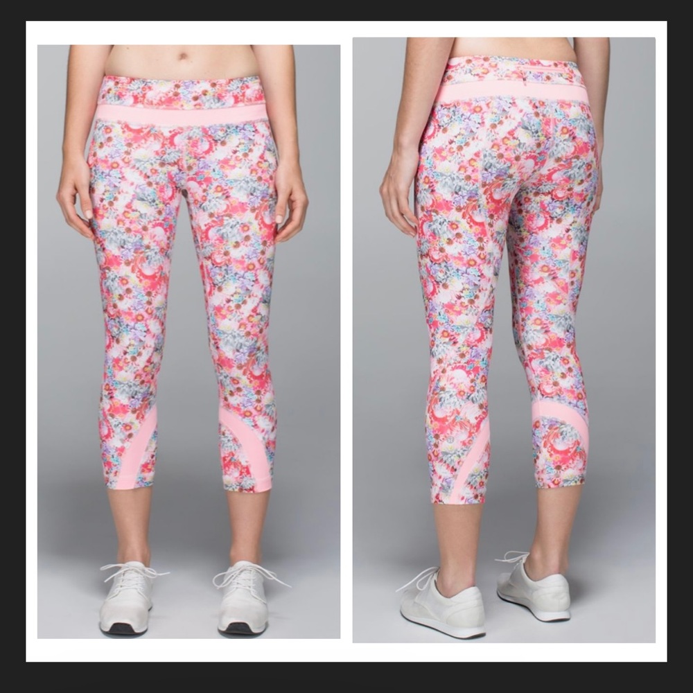 Lululemon Run Inspire Crop 11 *All Luxtreme Flowabunga Mini Multi/Bleached Coral